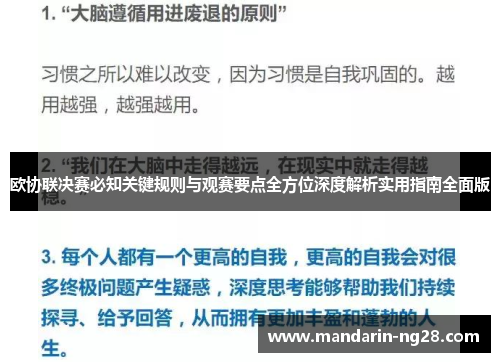 欧协联决赛必知关键规则与观赛要点全方位深度解析实用指南全面版